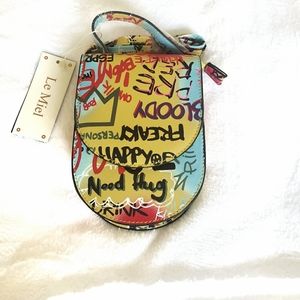 Yellow Vegan Graffiti  Shoulder Purse